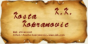 Kosta Kopranović vizit kartica
